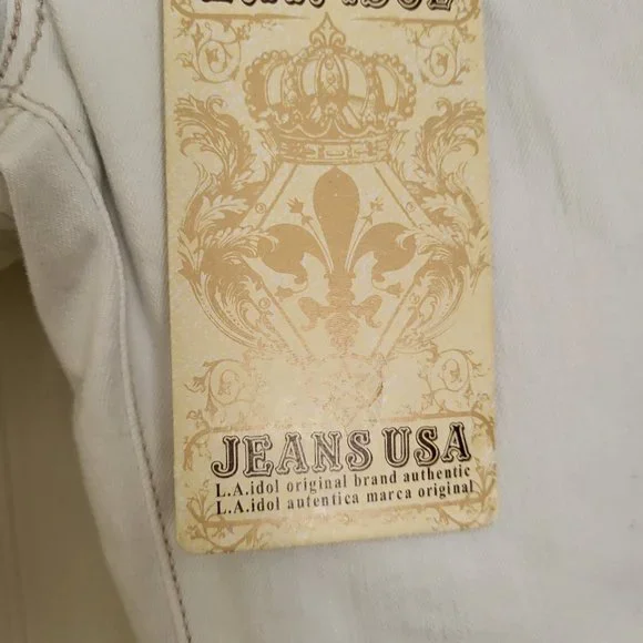 NWT LA Idol USA White Bootcut Embellished Jeans size 5 - Picture 4 of 6